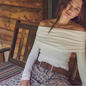 We The Free Off-Shoulder White Long Sleeve Top